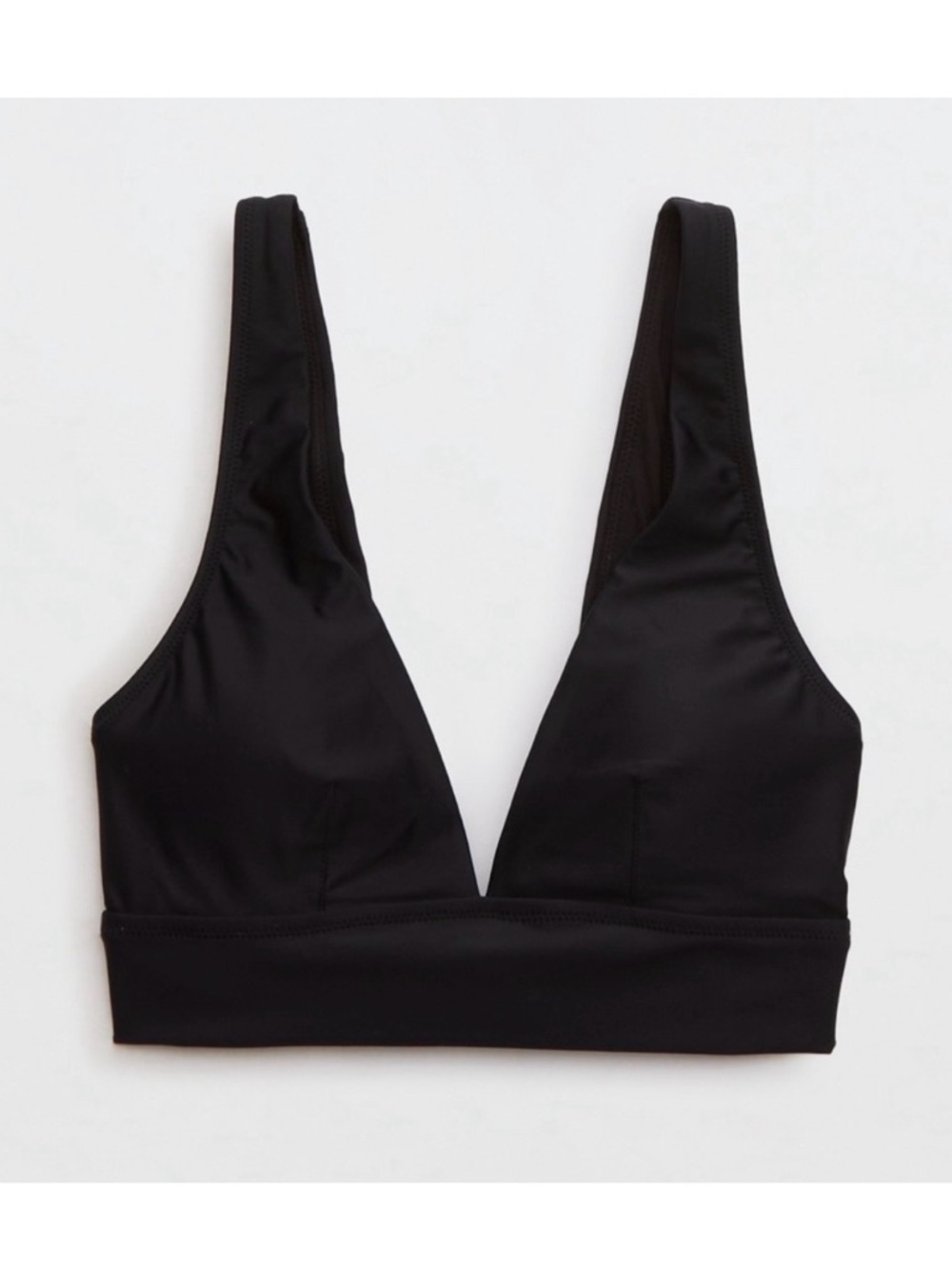 Aerie Black Longline Plunge Triangle Bikini Top L NWT